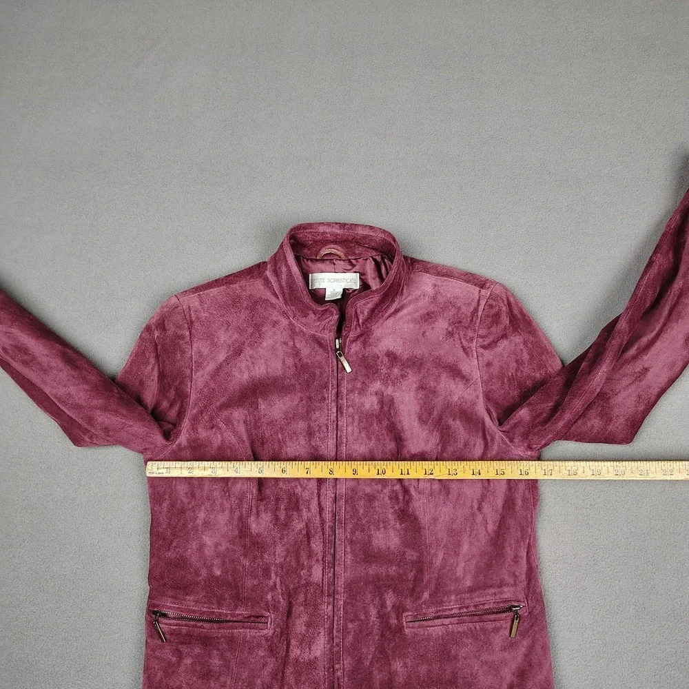 Petite Sophisticate Suede Leather Jacket Women Small‎ Merlot Full Zip Lined